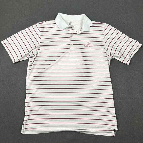 Fairway & Greene Polo Shirt Mens Large Tech Performance White Pink Striped Logo - Picture 1 of 8